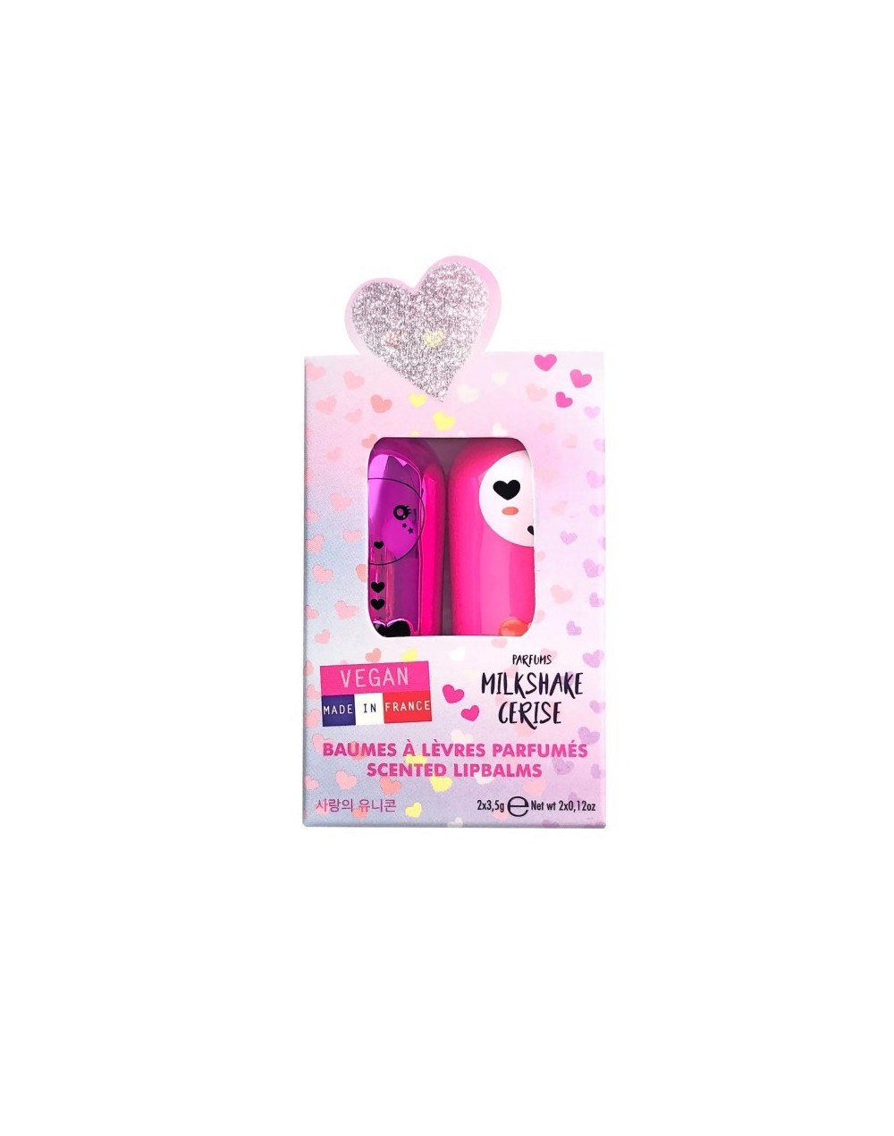 Pack de 2 baumes à lèvres parfums milkshake cerise Inuwet Pack de 2 baumes à lèvres parfums milkshake cerise Inuwet