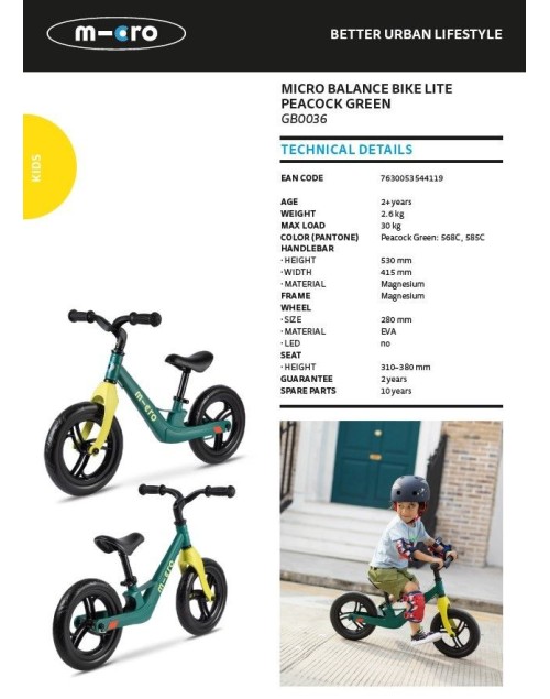 Micro balance bike lite green