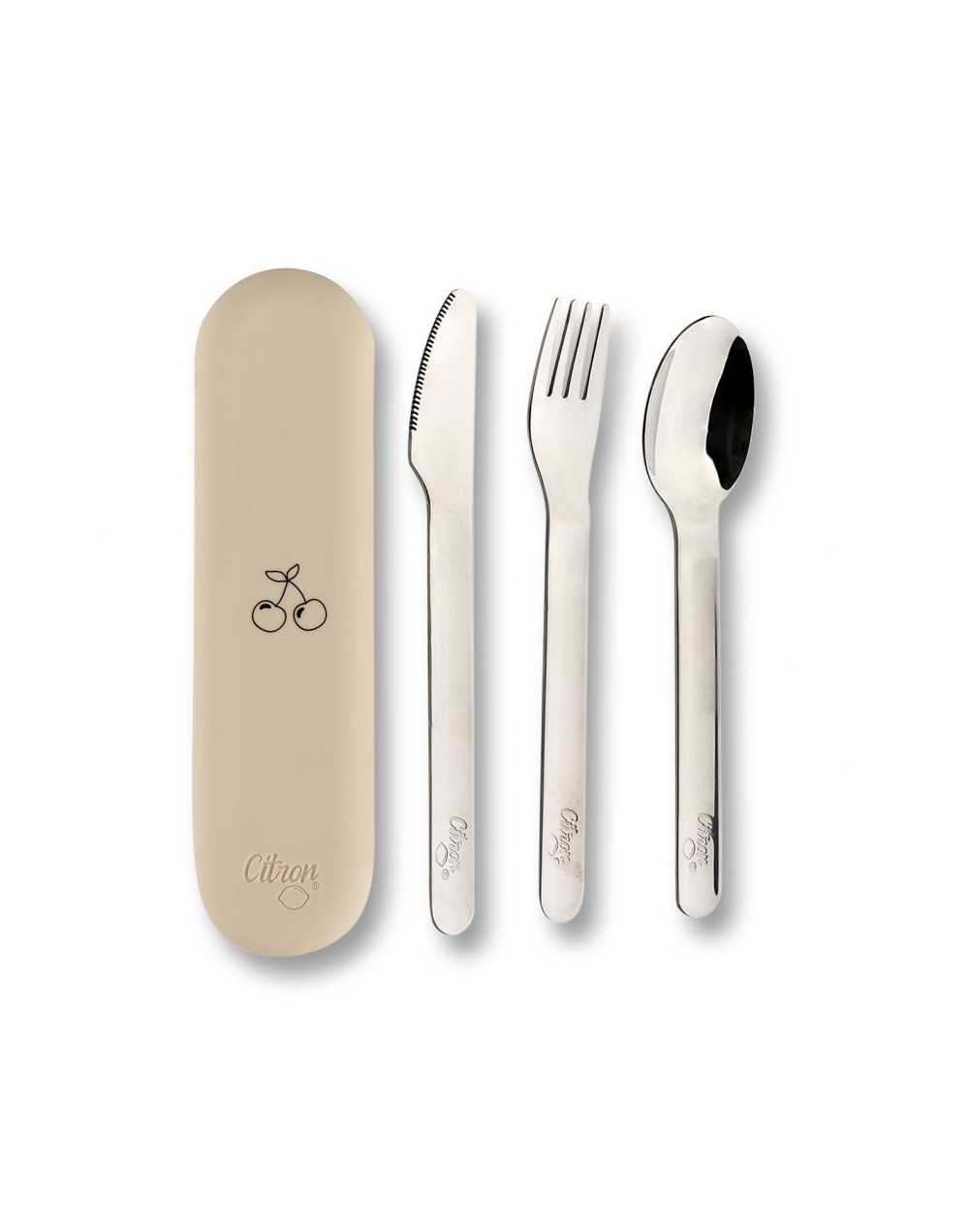 Set de 3 couverts inox cherry Citron