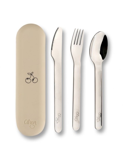 Set de 3 couverts inox cherry Citron
