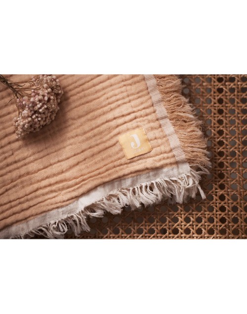 Couverture berceau fringe moonstone/ivory Jollein