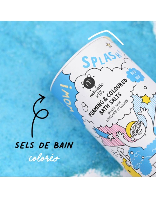 Sels de bain moussants et colorés bleu Nailmatic