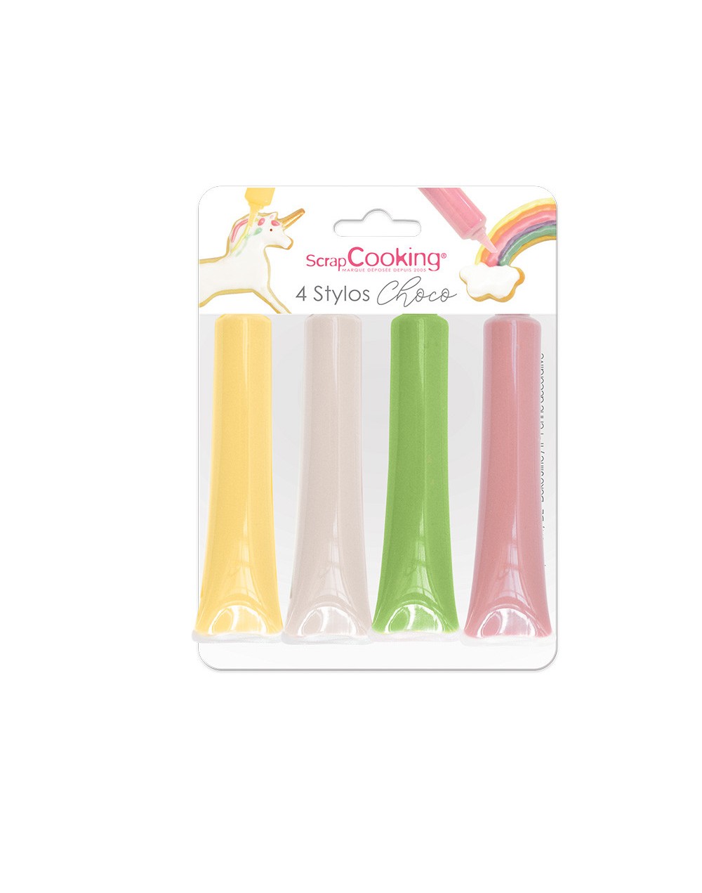 4 stylos Choco vert/jaune/rose/blanc ScrapCooking