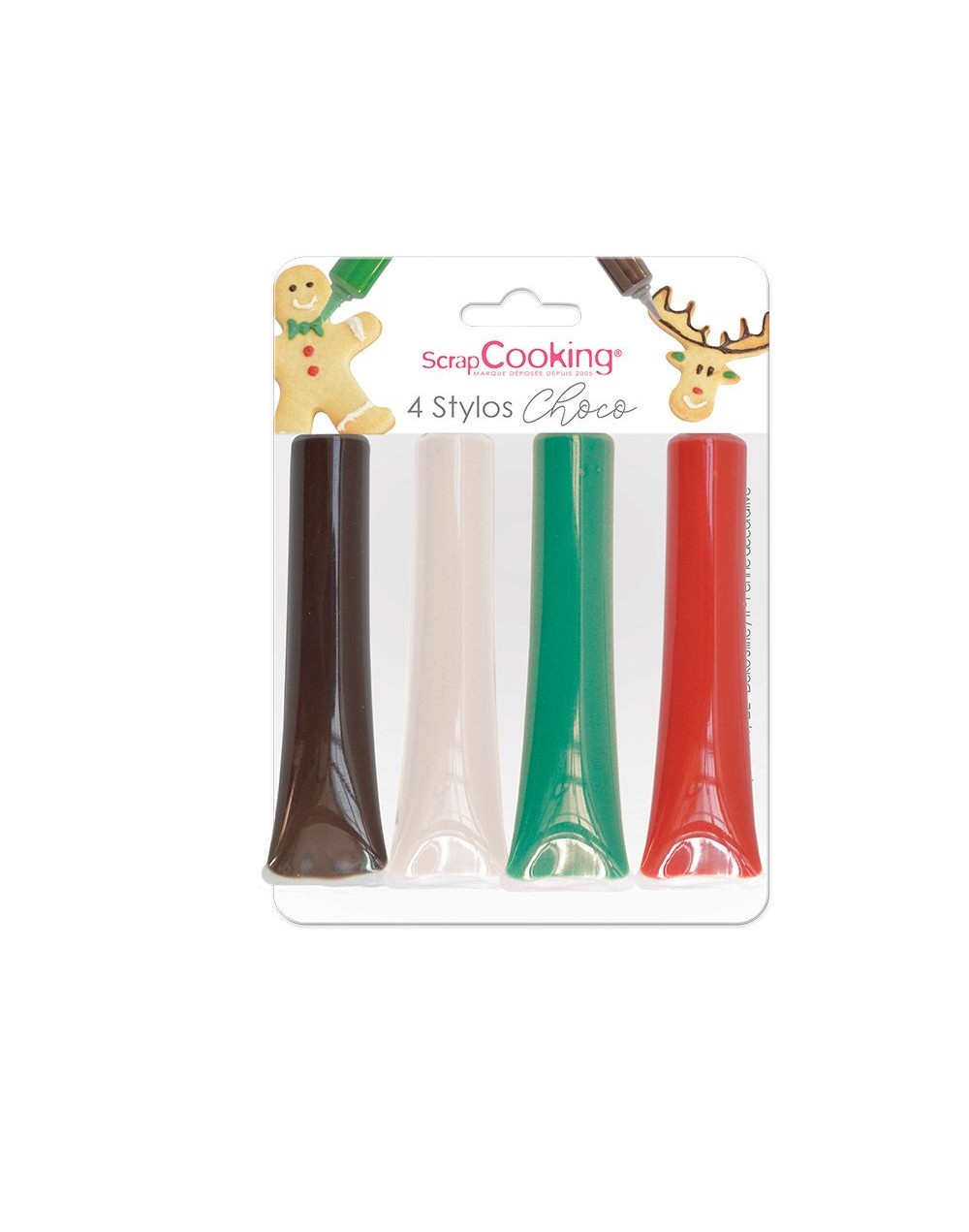 4 stylos Choco rouge/vert/blanc/brun ScrapCooking