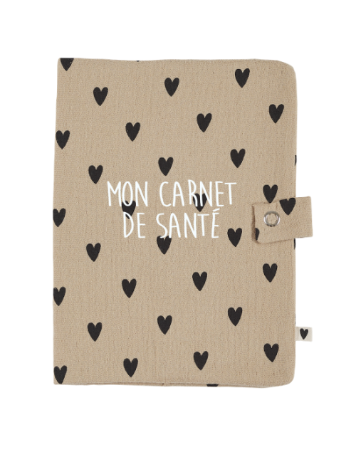 Protège carnet de santé gaz de coton coeurs Atelier Wagram