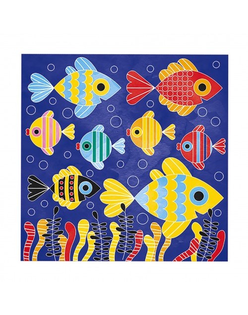 6 cartes aquarelles monde sous-marin Janod