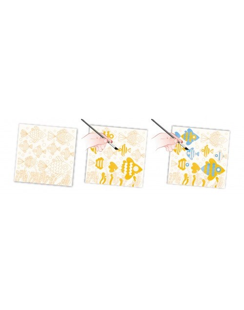 6 cartes aquarelles monde sous-marin Janod