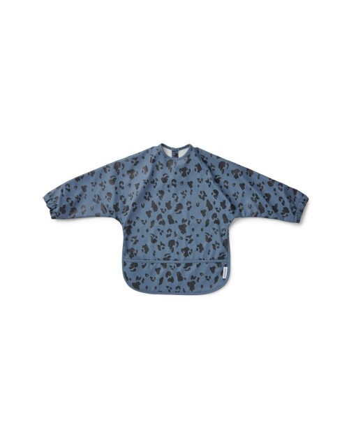Bavoir manches longues plastifié léopard bleu Liewood