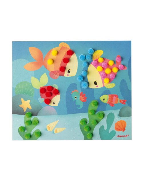 5 cartes à pompons animaux et cie Janod