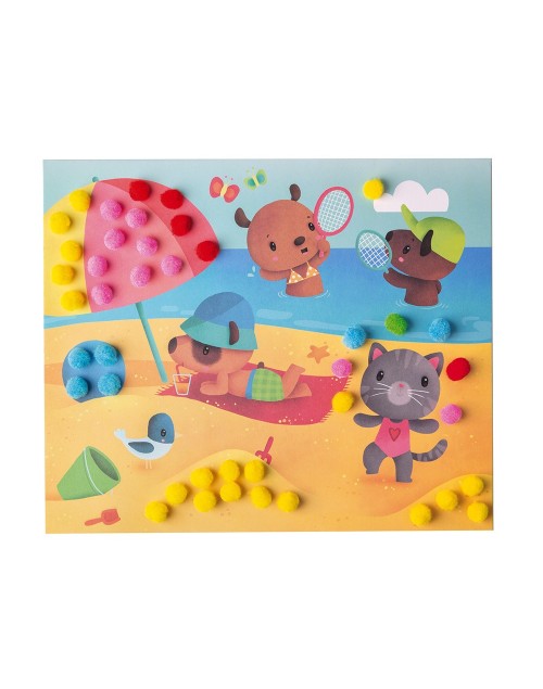 5 cartes à pompons animaux et cie Janod