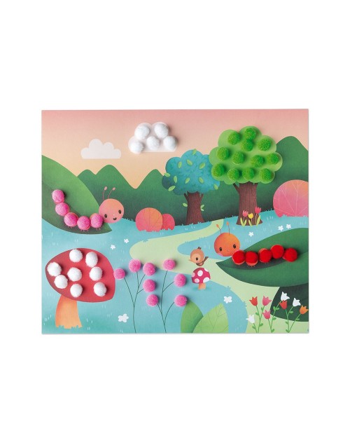 5 cartes à pompons animaux et cie Janod