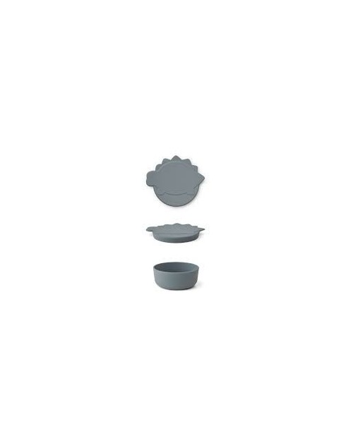 Snack box silicone charlot dino-blue wave Liewood